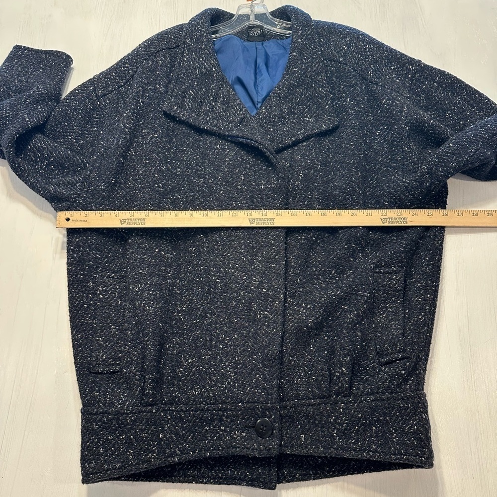 Vintage J Gallery Wool Blend Coat Women’s 11/12 Black Speckled Tweed Oversized - Picture 3 of 11